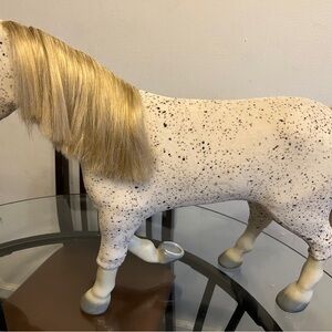 American Girl Spotted White Horse with Golden Mane
